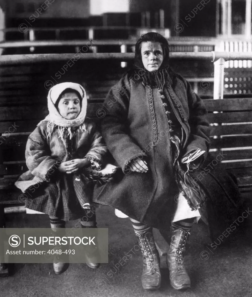 Immigrant mother and daughter, Ellis Island, c. 1902.