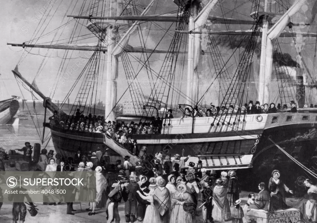 Irish immigrants disembarking at New York, 1855.