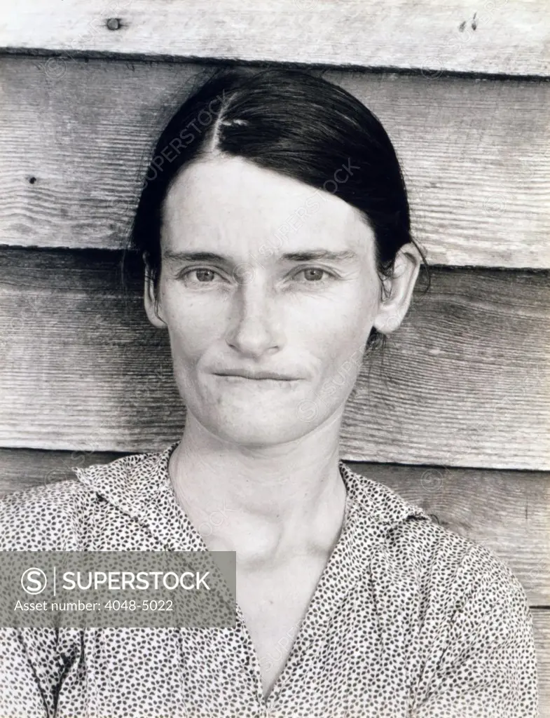 Allie Mae Burroughs, wife of Floyd Burroughs, sharecropper. Hale County, Alabama. Published in the book, 'Let Us Now Praise Famous Men'. photograph by Walker Evans, July, 1936.