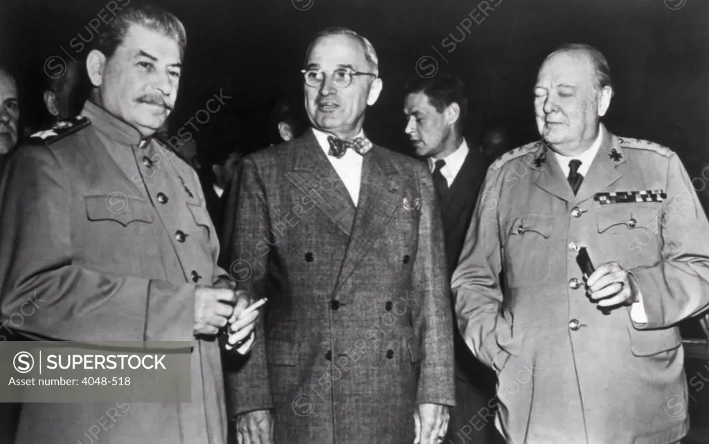 The Potsdam Conference, Josef Stalin, Harry S. Truman, Winston Churchill, 1945.