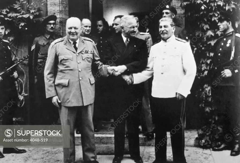 The Potsdam Conference, Winston Churchill, Harry S. Truman and Joseph Stalin, 1945.