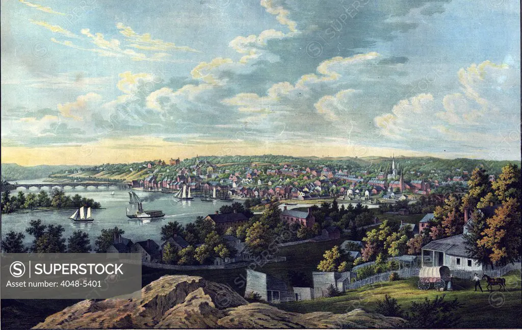 View of Georgetown, in Washington, D.C., in 1855.