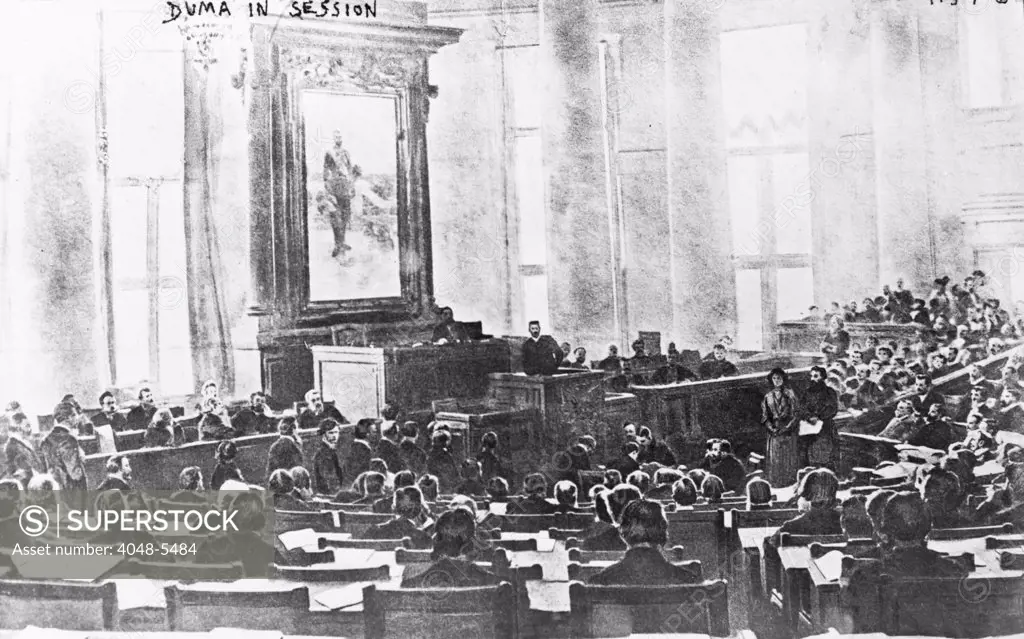 The Russian Duma, the elected during the March 1917, the month it was dissolved during the Russia Revolution.