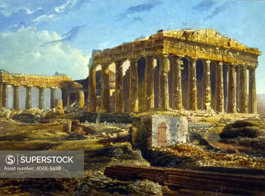 The Parthenon, Athens, Greece, print dated 1842