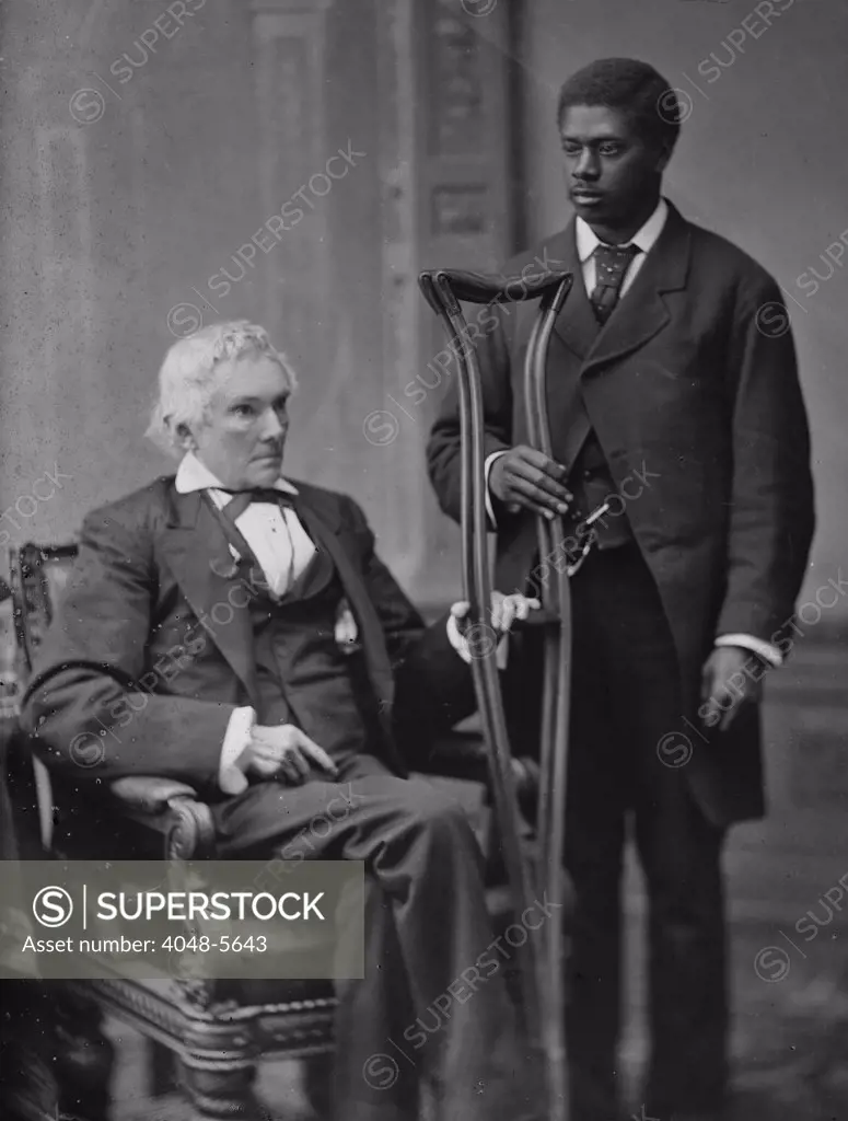 Alexander Hamilton Stephens, Vice President of the Confederate States of America, (with colored man attendant) ca. 1865-1880, Mathhew Brady Studio