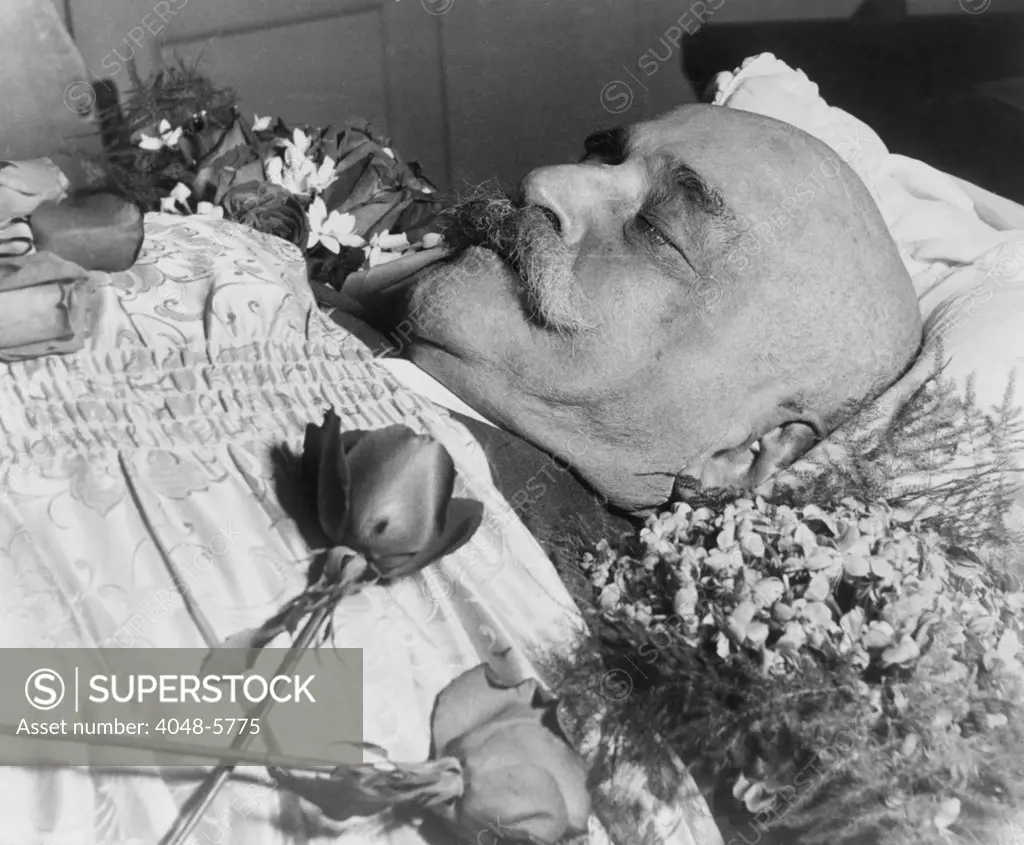 George Ivanovich Gurdjieff, (1866-1949), a Greek-Armenian mystic, in his coffin. October 1949.