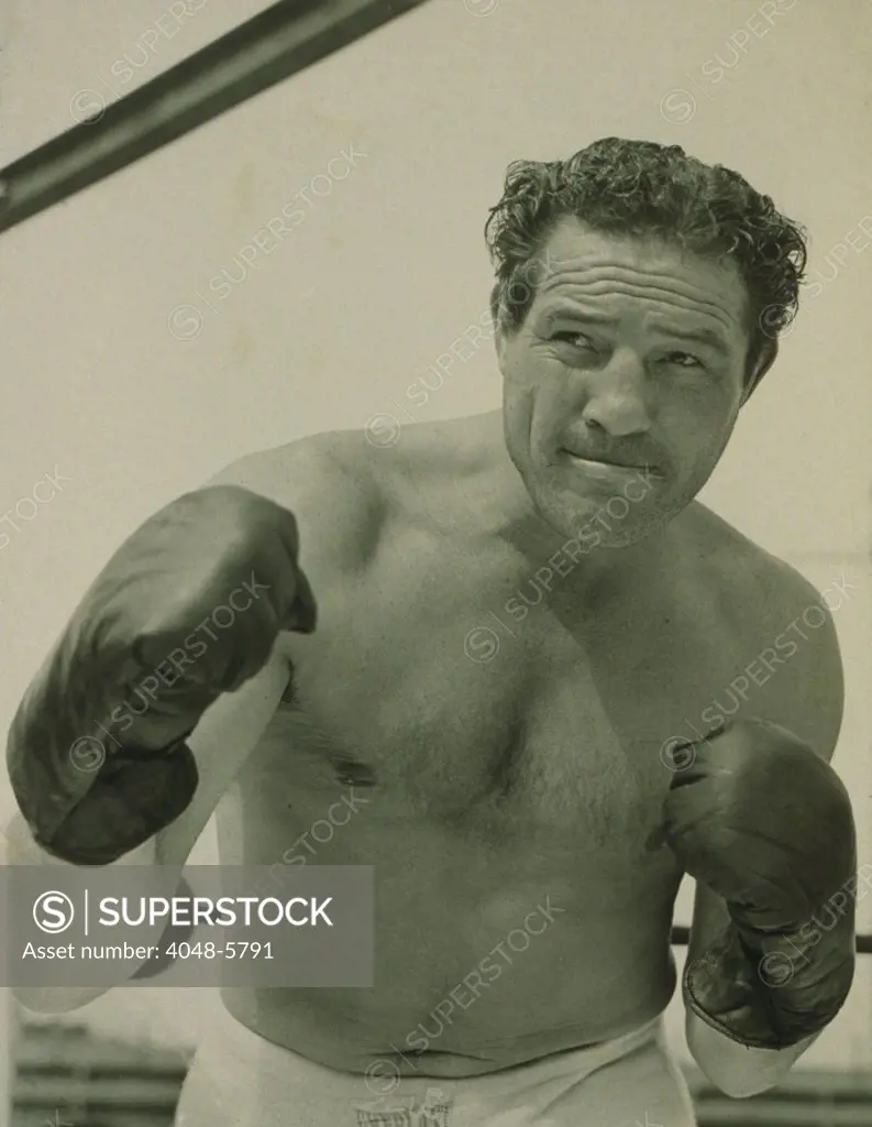 Max Baer (1909-1959), one-time Heavyweight Champion of the World, also worked as an actor, wrestler, and referee. THE PRIZEFIGHTER AND THE LADY of 1933 was the first of his 20 film performances. His son Max Baer Jr. is best known for his role as Jethro of the BEVERLY HILLBILLIES.