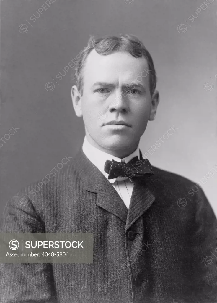 James Brendan Connolly, (1868-1957), athlete and writer, was the first athlete to win a medal at the 1896 Olympics for the triple jump. He became a popular and prolific writer of sea-related shorts stories and novels. Photo by Purdy, 1906.