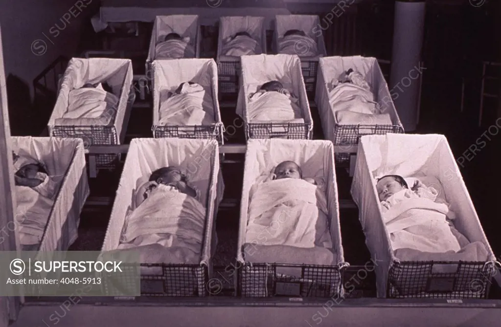 Newborns in the a nursery of Provident Hospital in Chicago, Illinois. 1942 Photo by Jack Delano.