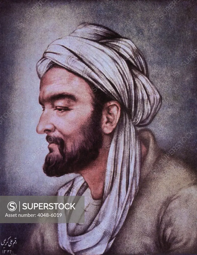 Avicenna (980-1037), Arab physician and author of two classic texts, BOOK OF HEALING and THE CANON OF MEDICINE, which deeply influenced European philosophy and medicine for centuries.
