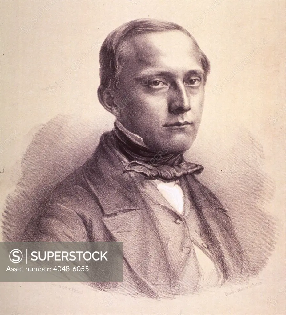 Rudolph Virchow (1821-1902), German pathologist and physician, as a young man. He became a doctor in 1843 and in 1845 he published a paper with the earliest identification of the blood disease leukemia. In 1849, at the age of 28, he held the first German chair of pathology at the University of Wurzburg.