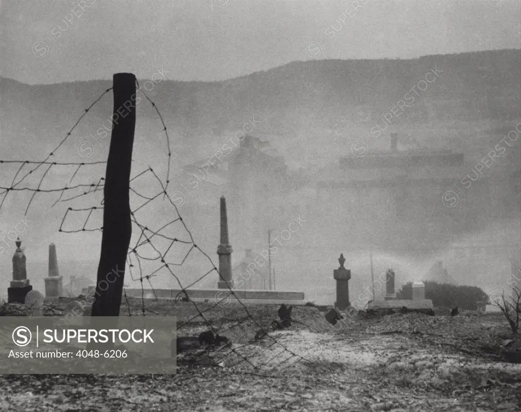 Donora, Pennsylvania, during the infamous smog episode of October 26-31, 1948. 20 people died during the 3 day event and an additional 50 died after the smog lifted.