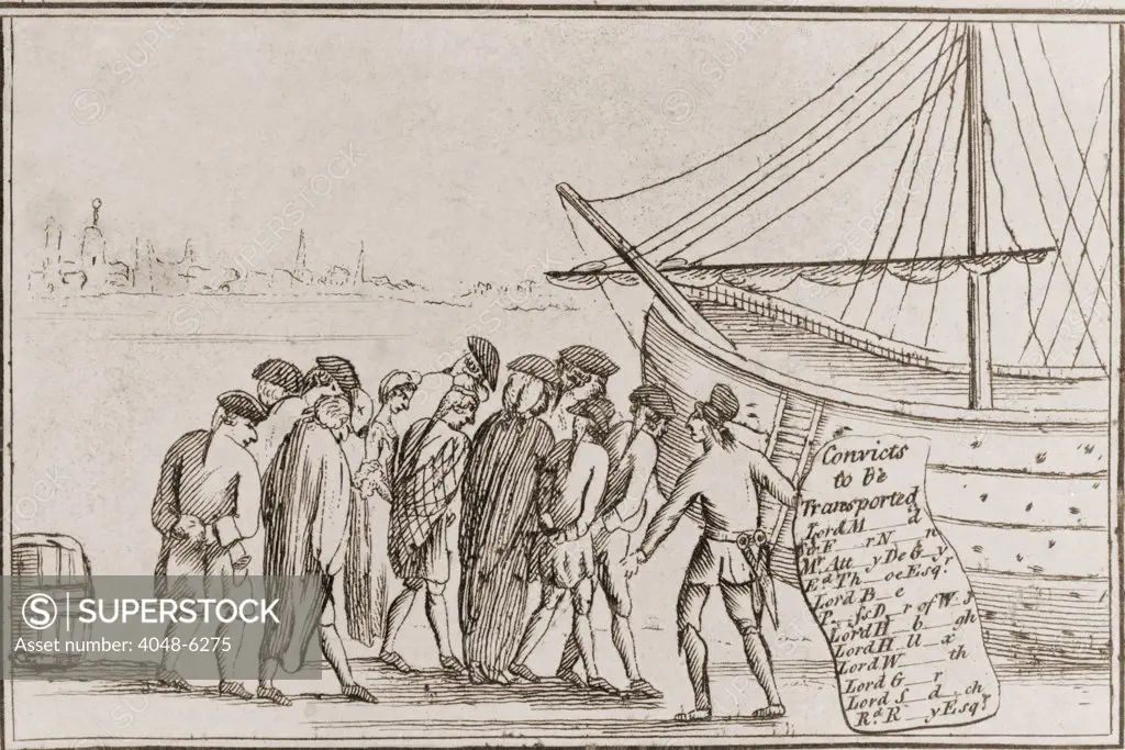 Forced emigration to the colony of Georgia in North America of debt ridden English lords, esquires, and attorneys, who were sentenced to transportation to Georgia. The deportation of debtors reduced the English prison population during the early reign of George III.
