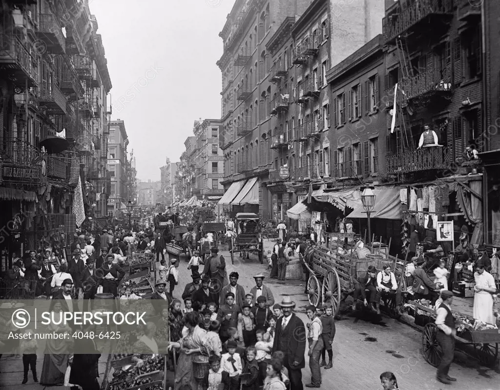 Mulberry Street in New York City's Little Italy ca. 1900.