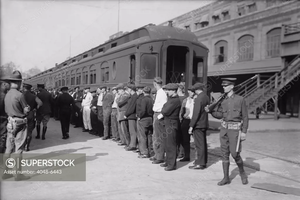 Germans in Hoboken, New Jersey, rounded up for deportation during World War I.