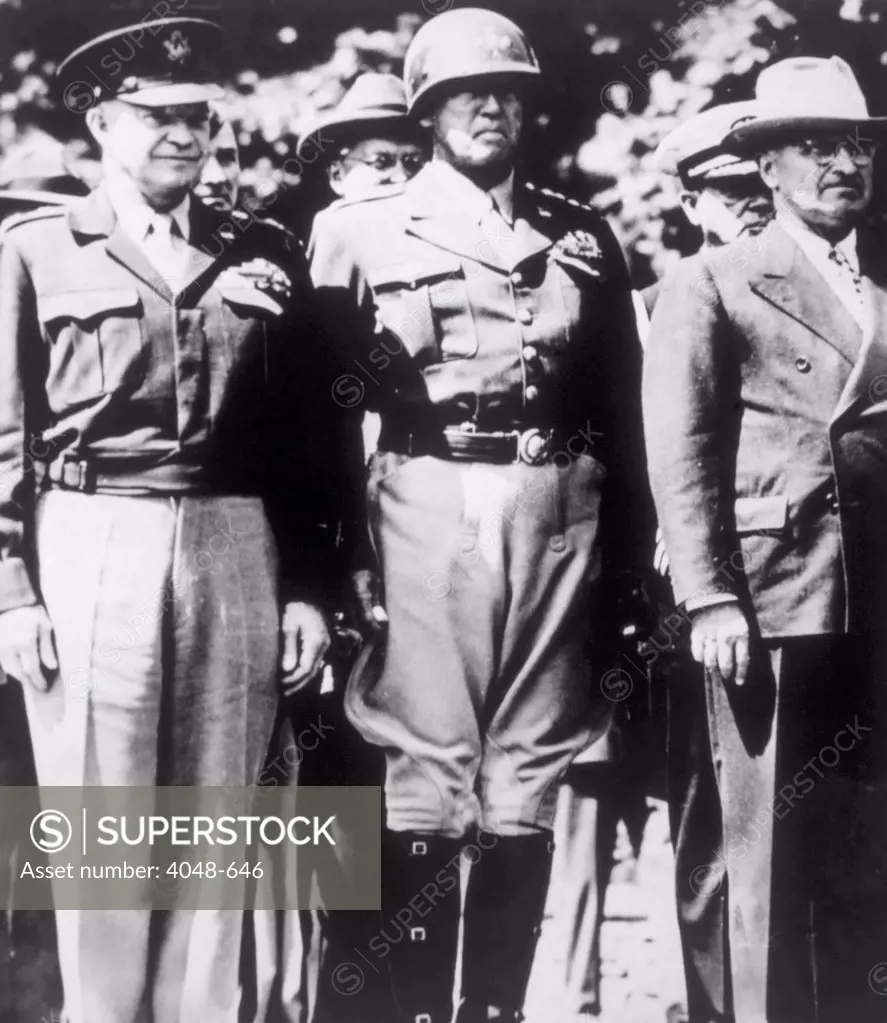 General Dwight D. Eisenhower, General George S. Patton, President Harry S. Truman in Berlin, 1945