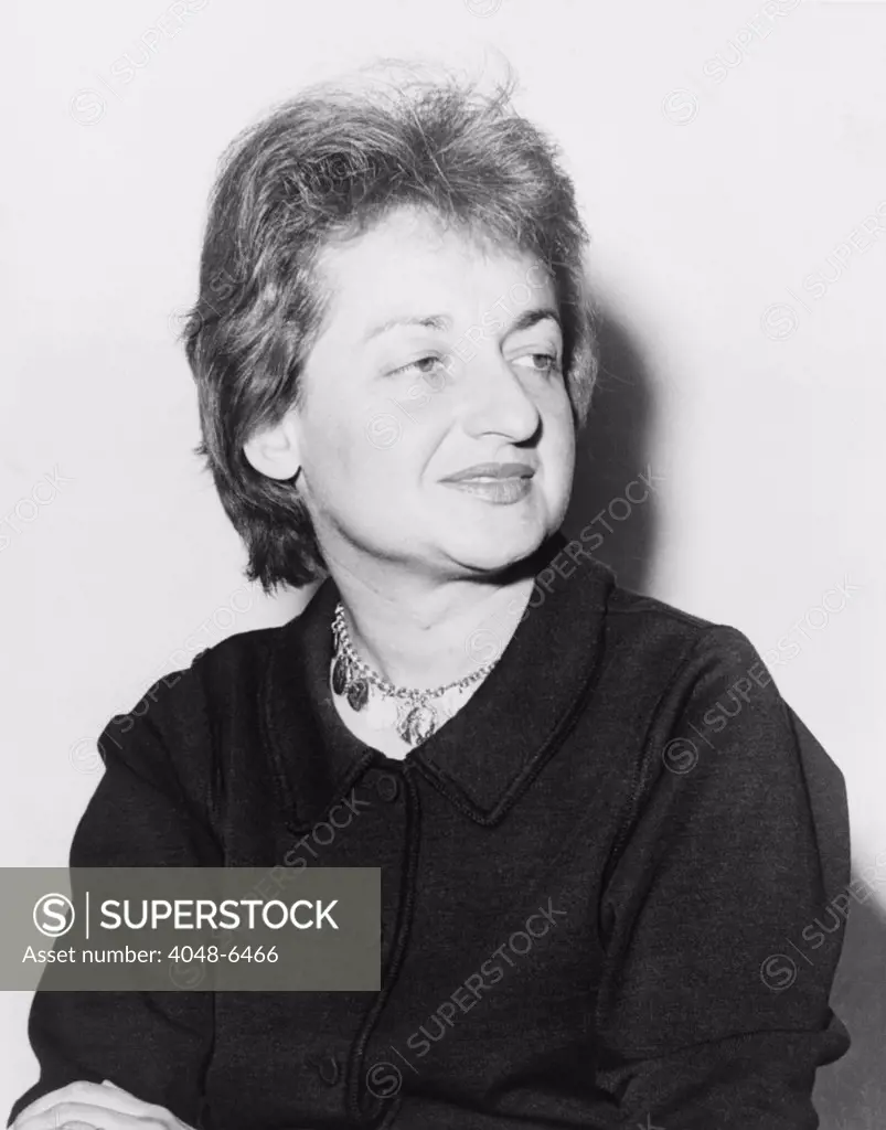 Betty Friedan (1921-2006), feminist author of THE FEMININE MYSTIQUE, a bestselling 1963 book, critically examined the home and family centered lifestyle of her middle class Smith College classmates.