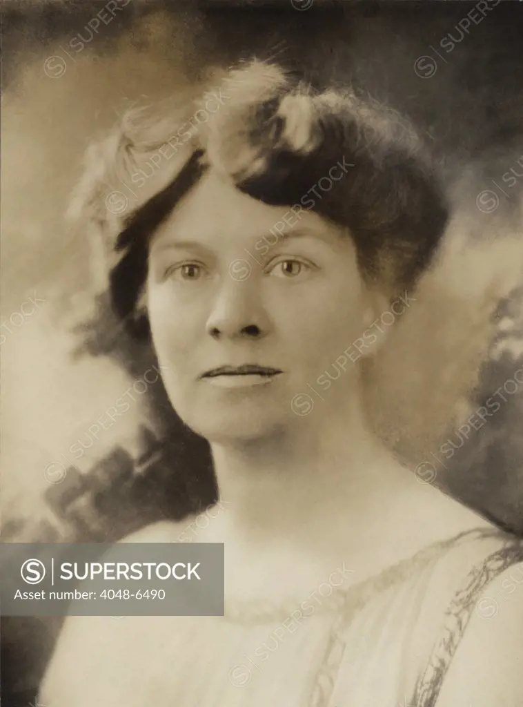Katharine Martha Houghton (1878-1951), the mother of famed actress Katherine Hepburn, in a portrait published in THE SUFFRAGIST in 1920. She was an heiress to the Corning Glass fortune, a lifelong feminist, and a co-founder of Planned Parenthood. 1920.