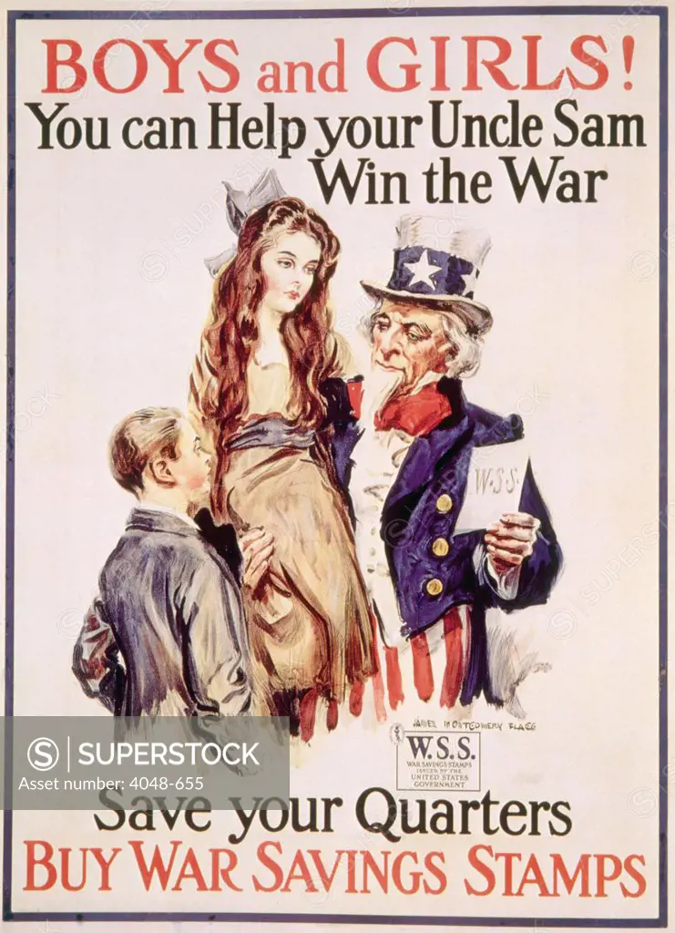 World War I American war savings stamps poster by James Montgomery Flagg, 1918