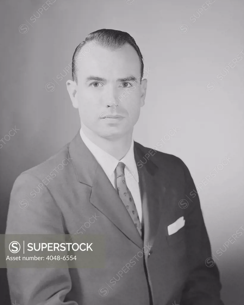 F.B.I. portrait of Special Agent, G. Gordon Liddy who served four and a half years in prison for his role in the 1972 Watergate burglary that resulted in the resignation of President Richard Nixon in 1974. Portrait circa 1960.