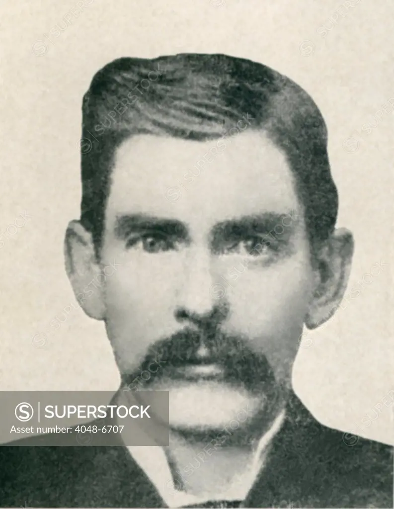 Dr. John H. Holliday (1851-1887) was an American dentist, gambler and gunfighter fought with Wyatt Earp in the Gunfight at the O.K. Corral. Portrait photograph, made by C.S. Fly in Tombstone, 1881.