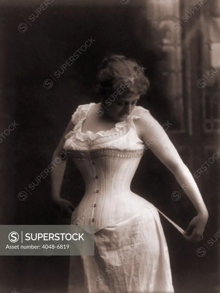 Women in a whale-boned corset, 1899
