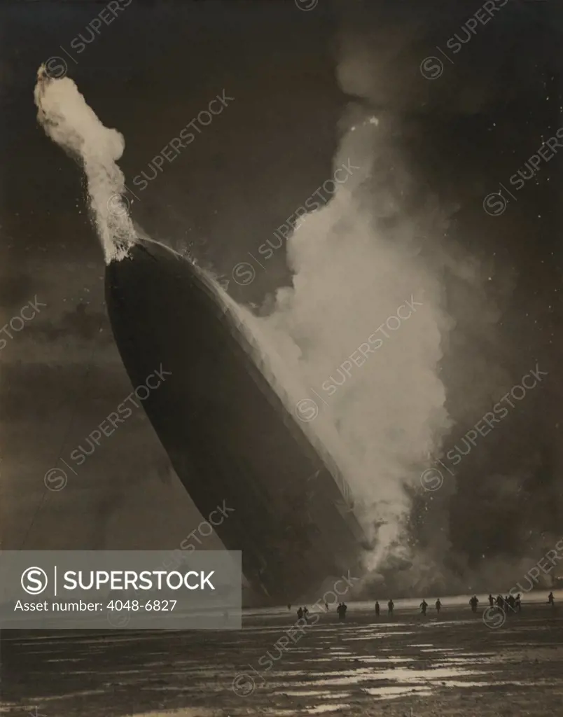 The Hindenburg hits the ground in flames in Lakehurst, N.J. on May 6, 1937.