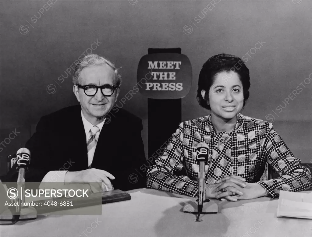Patricia Roberts Harris (1924-1985), with Lawrence Spivak, host of the NBC's MEET THE PRESS television program on October 24, 1971. Harris was a veteran Democratic politician, who served as U.S. Ambassador and Secretary of HUD (Housing and Urban Development) under Jimmy Carter.