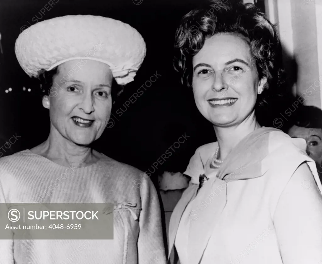 Conservative politician, Phyllis Schlafly (right), with Mrs. Gladys O'Donnell, the moderate candidate for the presidency of the National Federation of Republican Women in 1967. Schlafly lost the race, and in 1952 and 1970 she failed to win a election to the House of Representatives. She emerged on the national stage in 1970's, leading a successful campaign against the Equal Rights Amendment.
