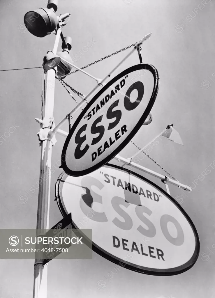 ESSO Gasoline dealer sign on Chestnut St. in Philadelphia in 1939.