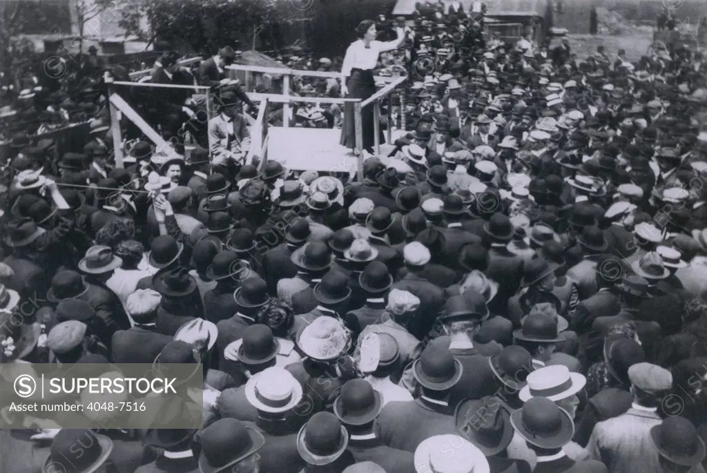 Elizabeth Gurley Flynn (1890-1964), addressing Paterson Silk Strikers, June 1913.