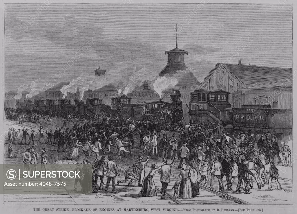 Blockade of engines at Martinsburg, West Virginia, the starting place of the 45 day long Railroad Strike of 1877, which became a multi-state disturbance. July 16, 1877.