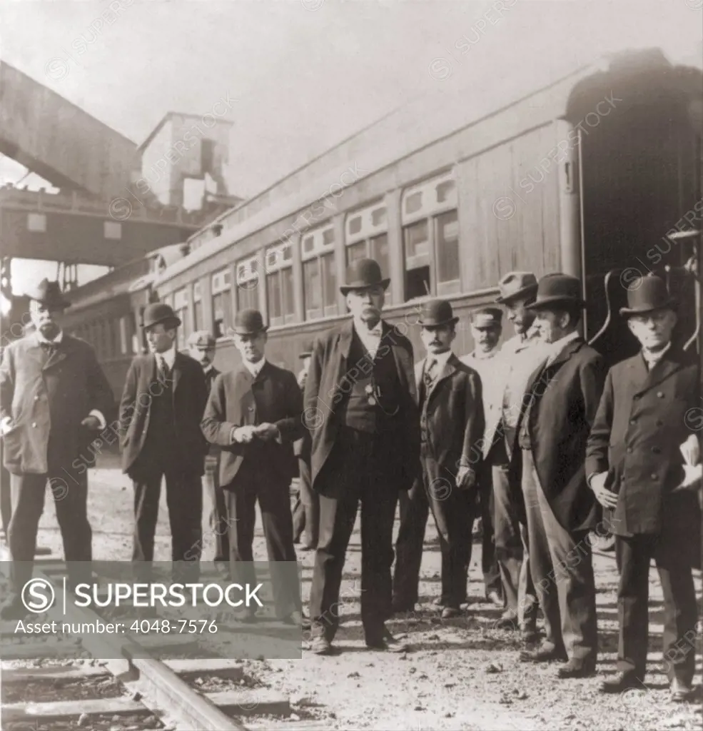 Agents of Roosevelt's Strike Arbitration Commission on a fact finding mission the coal regions Anthracite Coal Strike of 1902. Progressive Republican, Theodore Roosevelt, was the first U.S. President to mediate between labor unions and industry. RIRE