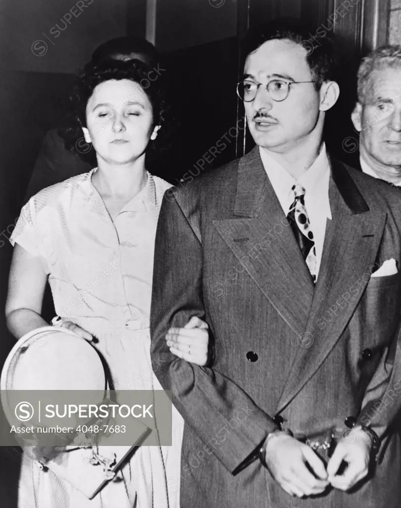 Ethel and Julius Rosenberg leaving New York City Federal Court after their arraignment conspiracy to commit espionage. August 23 1951.