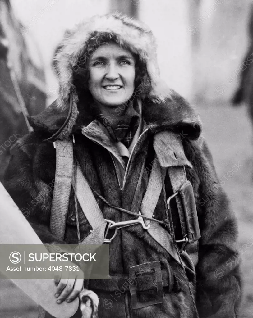 Ruth Nichols 1901-1960 wearing a fur parka in 1931 the year she set three records for women pilots the women's world altitude record of 28 743 feet women's world speed record of 210.7 miles per hour and women's distance record with a flight from Oakland California to Louisville Kentucky 1 977 miles. LC-USZ62-118076