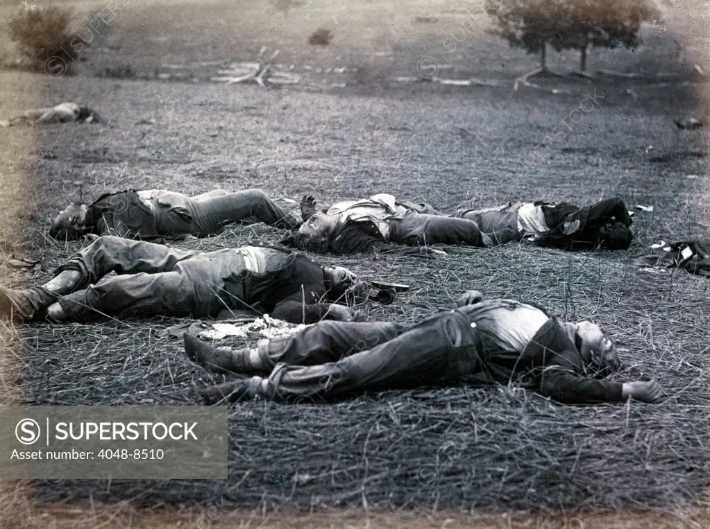 The Civil War. The Battle of Gettysburg. Field where General Reynolds fell. Confederate dead. July 5, 1863