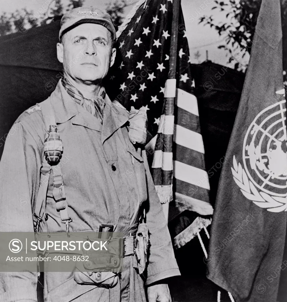 General Matthew Ridgway, Commander of United Nations forces in Korea. He replaced the insubordinate General Douglas MacArthur on April 11, 1951. It was his habit to wear two live hand grenades.