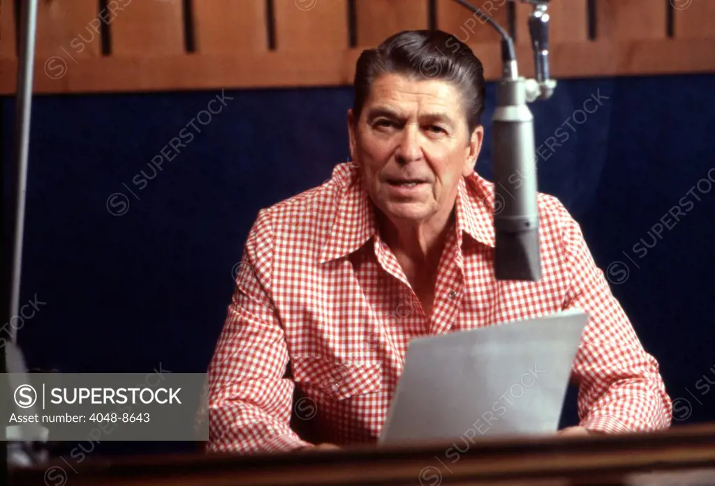 Ronald Reagan delivering radio address, 1978. Photo: John G. Zimmerman Archive / Courtesy Everett Collection