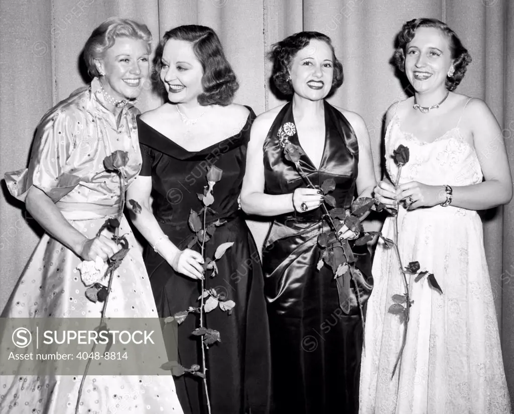 Margaret Truman, the President's daughter, with actress Tallulah Bankhead (2nd from left), and singer, Lucienne Boyer (center). The first daughter pursued an acting and singing career, appearing at concerts, radio and television. Sept. 1951.