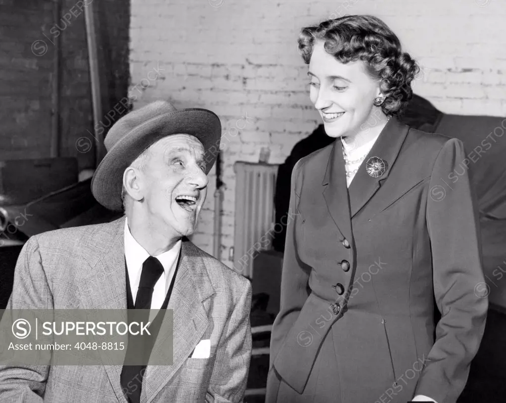 TV comedian Jimmy Durante and President Truman's daughter, Margaret rehearse. She made her television comedy debut on his show on Nov. 3, 1951.