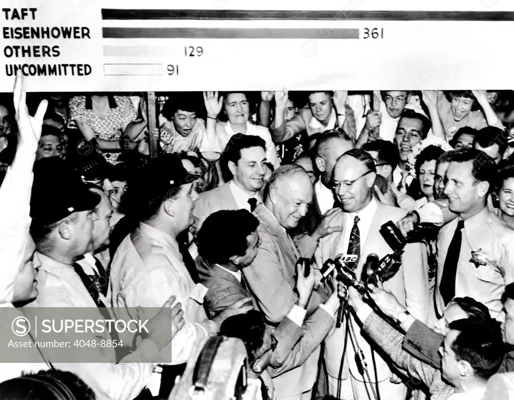 Republican Presidential nominee Dwight Eisenhower, called upon his defeated rival, Sen. Robert Taft. July 1952.