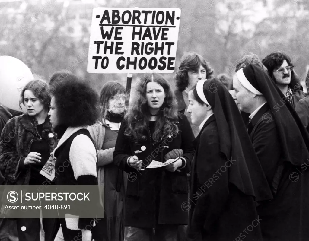 Anti-abortion rally and counter-rally in Hyde Park, London, April 28, 1974.