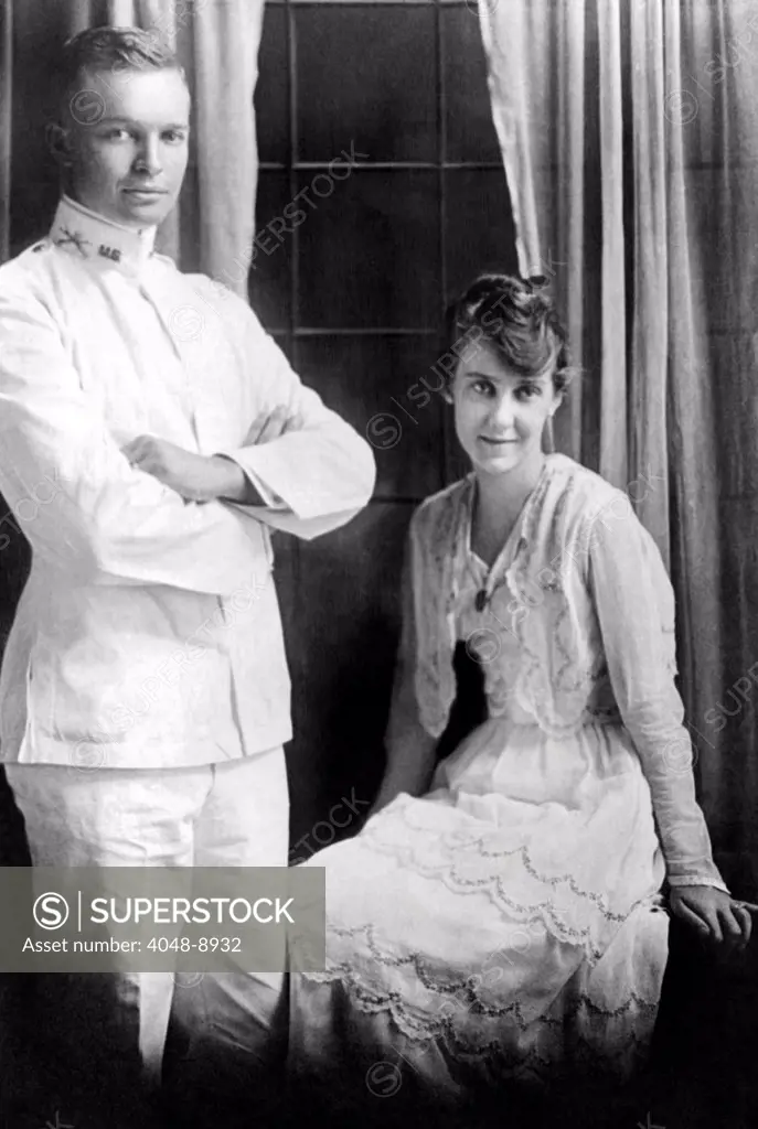 Dwight D. Eisenhower, then a lieutenant, and Mamie Eisenhower pose together on their wedding day, July 1, 1916. Lieutenant Eisenhower, was 25, and Mamie Doud was 19, when they married at the bride's parents home in Denver, Colorado.