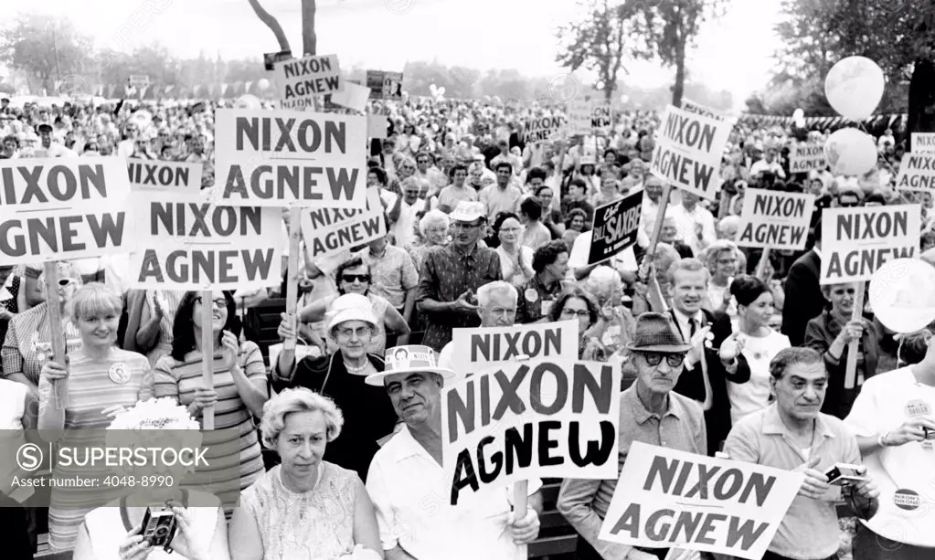 Cleveland supporters of the Nixon-Agnew ticket at a rally in Cleveland. Sept. 8, 1968.