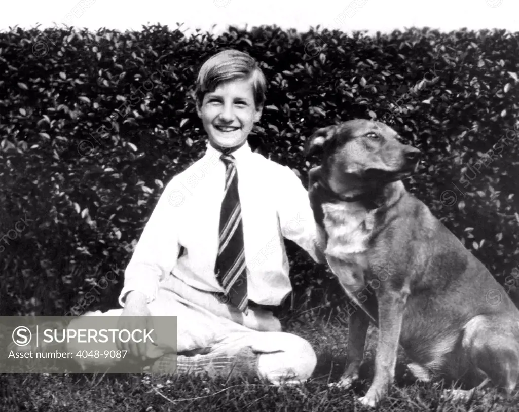 Vice President Spiro Agnew, at the age of  10 with his pet dog Frisky. Ca. 1928