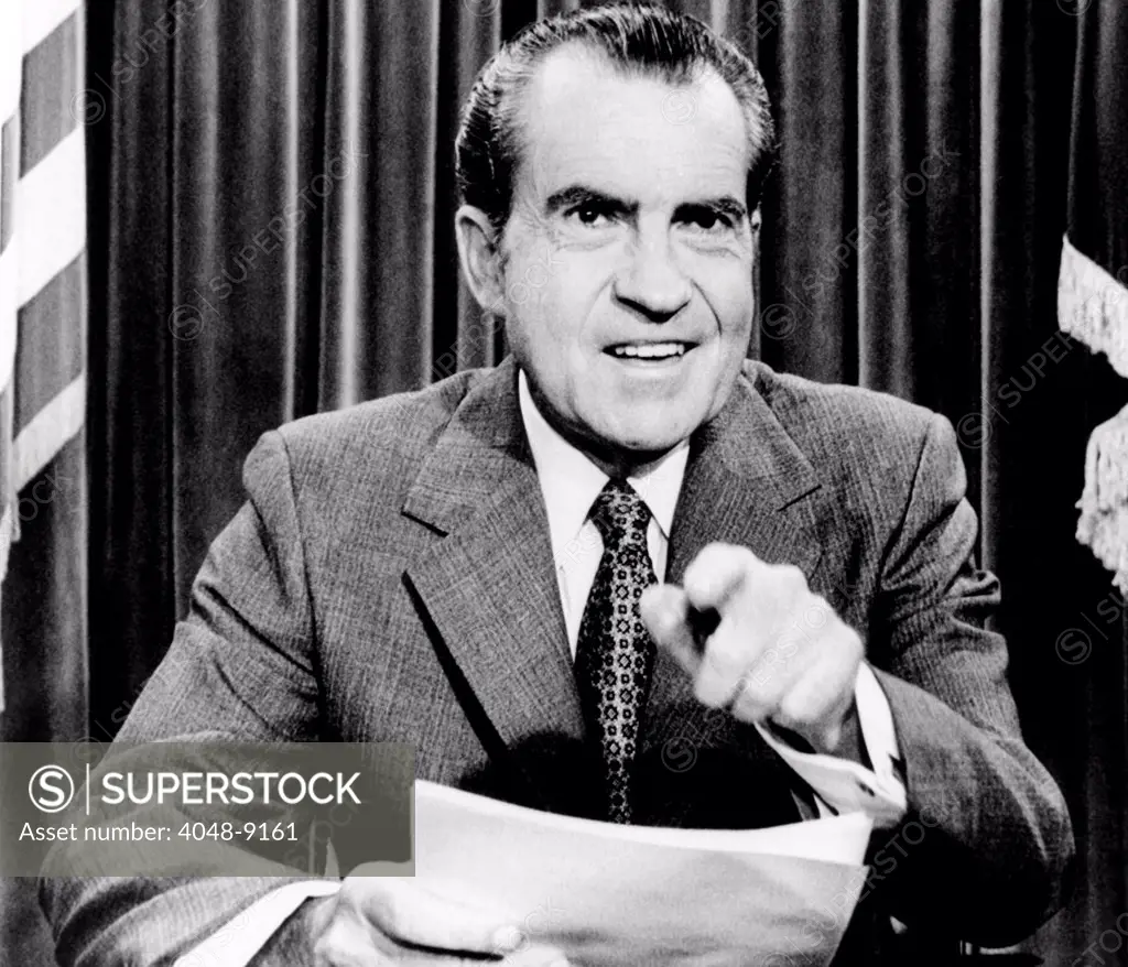 President Richard Nixon presents a new Vietnam Peace Plan. It called from US and North Vietnamese troop withdrawals, prisoner releases, the resignation South Vietnamese Pres. Thieu, and new elections. Jan. 25, 1972.
