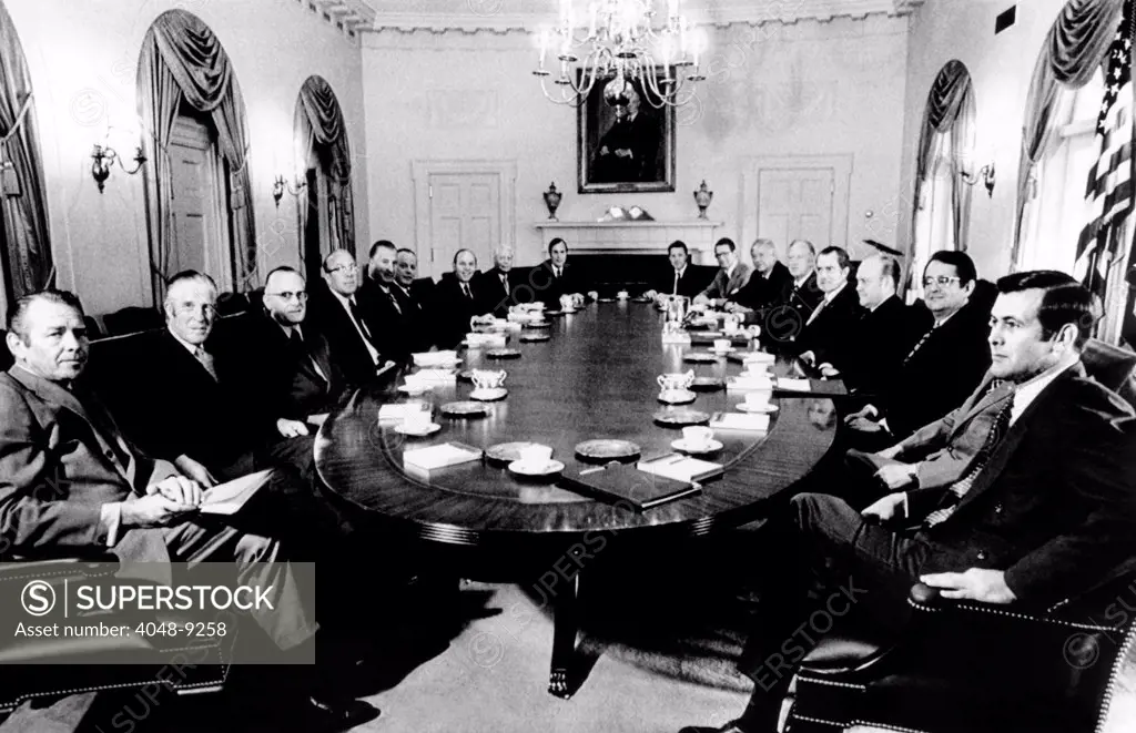 President Richard Nixon with his full second term cabinet.