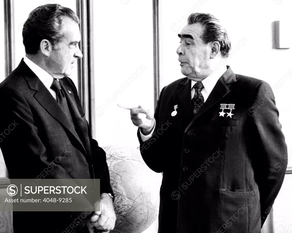 President Richard Nixon and Soviet Communist Party Leader, Leonid Brezhnev. Moscow, June 29, 1974.