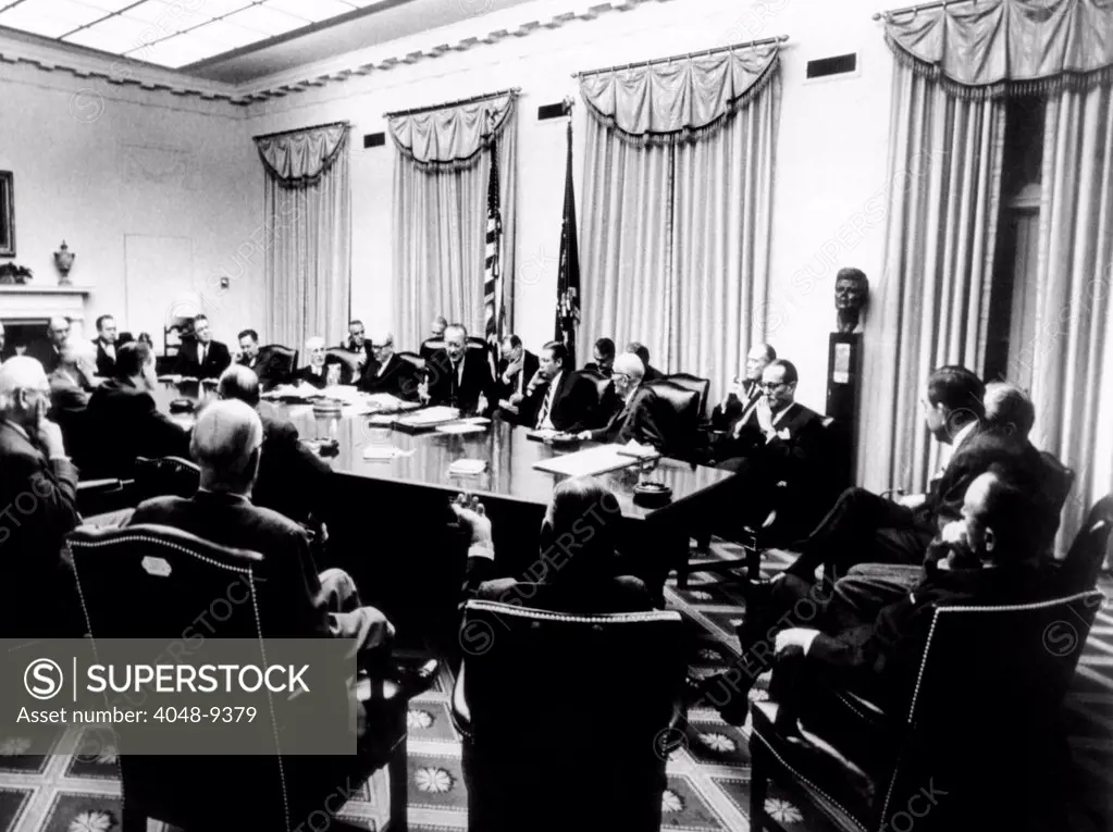 Secret White House meeting about resuming the bombing of North Vietnam. Jan 29, 1966.