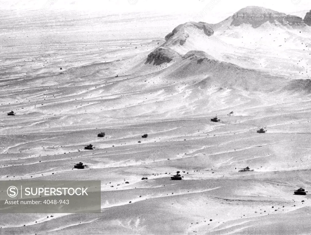 Arab-Israeli War, Israel Army during maneuvers in the desert, Jebel Libnei, Israel, March 8, 1972